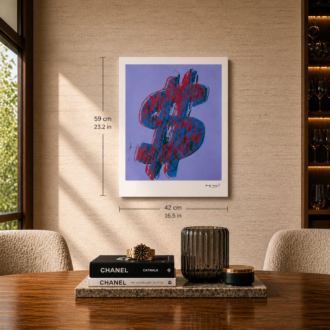 Andy Warhol Dollar (Blauw) Lithografie Arches 300gsm 42x59 cm