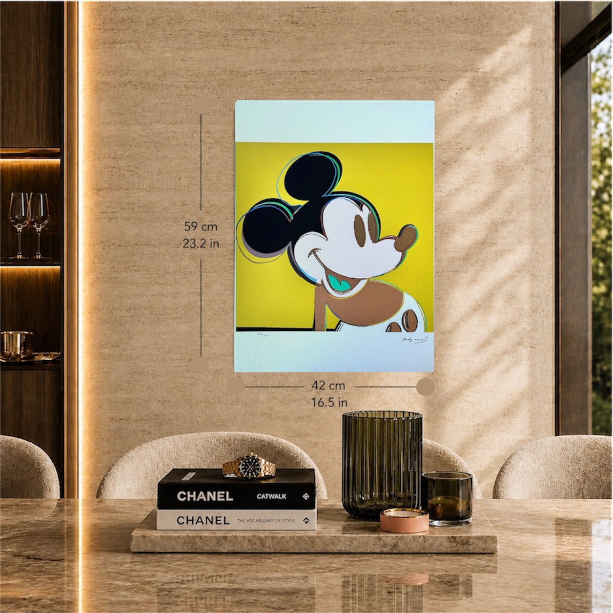 Andy Warhol Mickey Mouse (Geel) Lithografie Arches 300gsm 42x59 cm