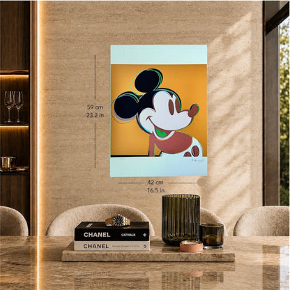 Andy Warhol Mickey Mouse (Donkergeel) Lithografie Arches 300gsm 42x59 cm