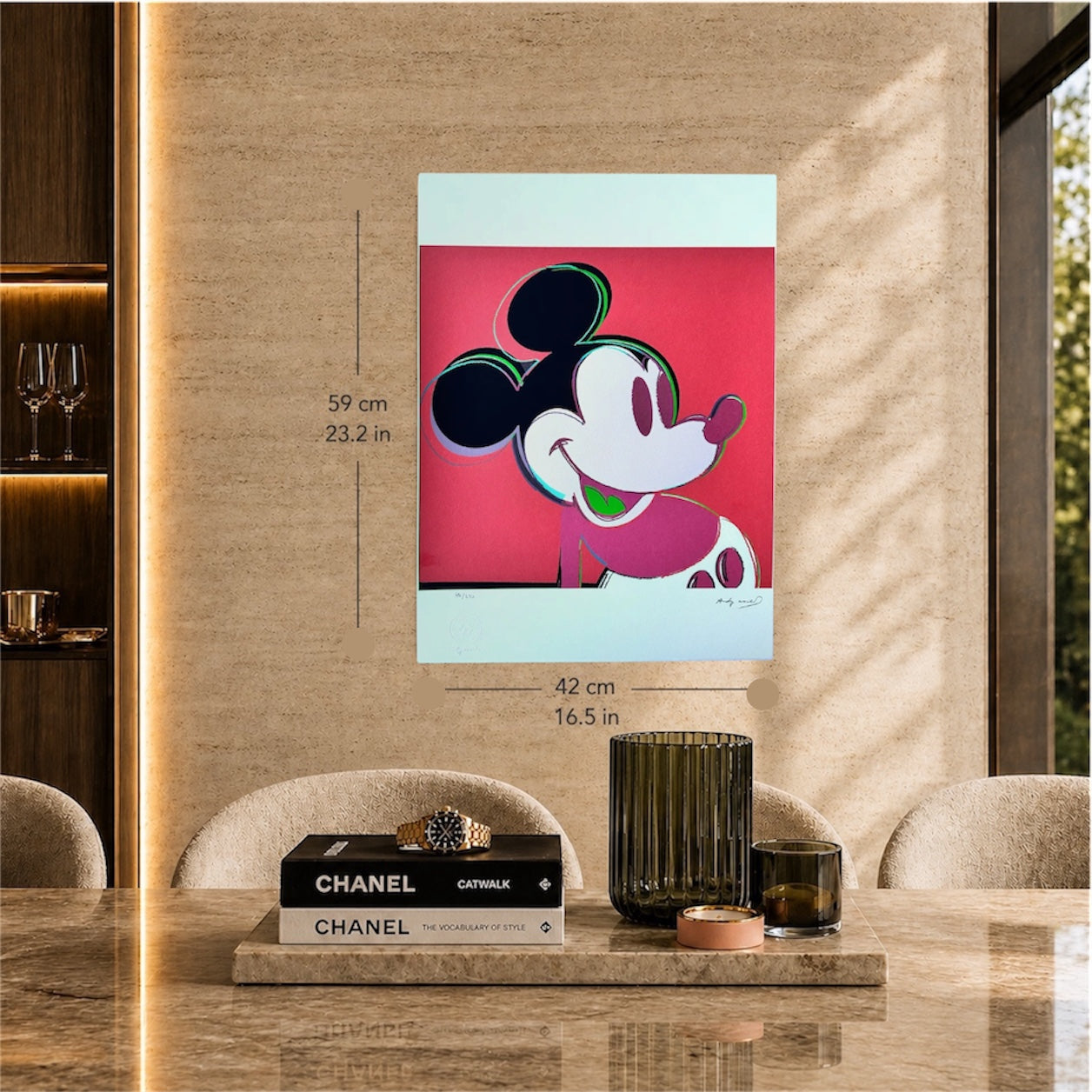 Andy Warhol Mickey Mouse (Rood) Lithografie Arches 300gsm 42x59 cm