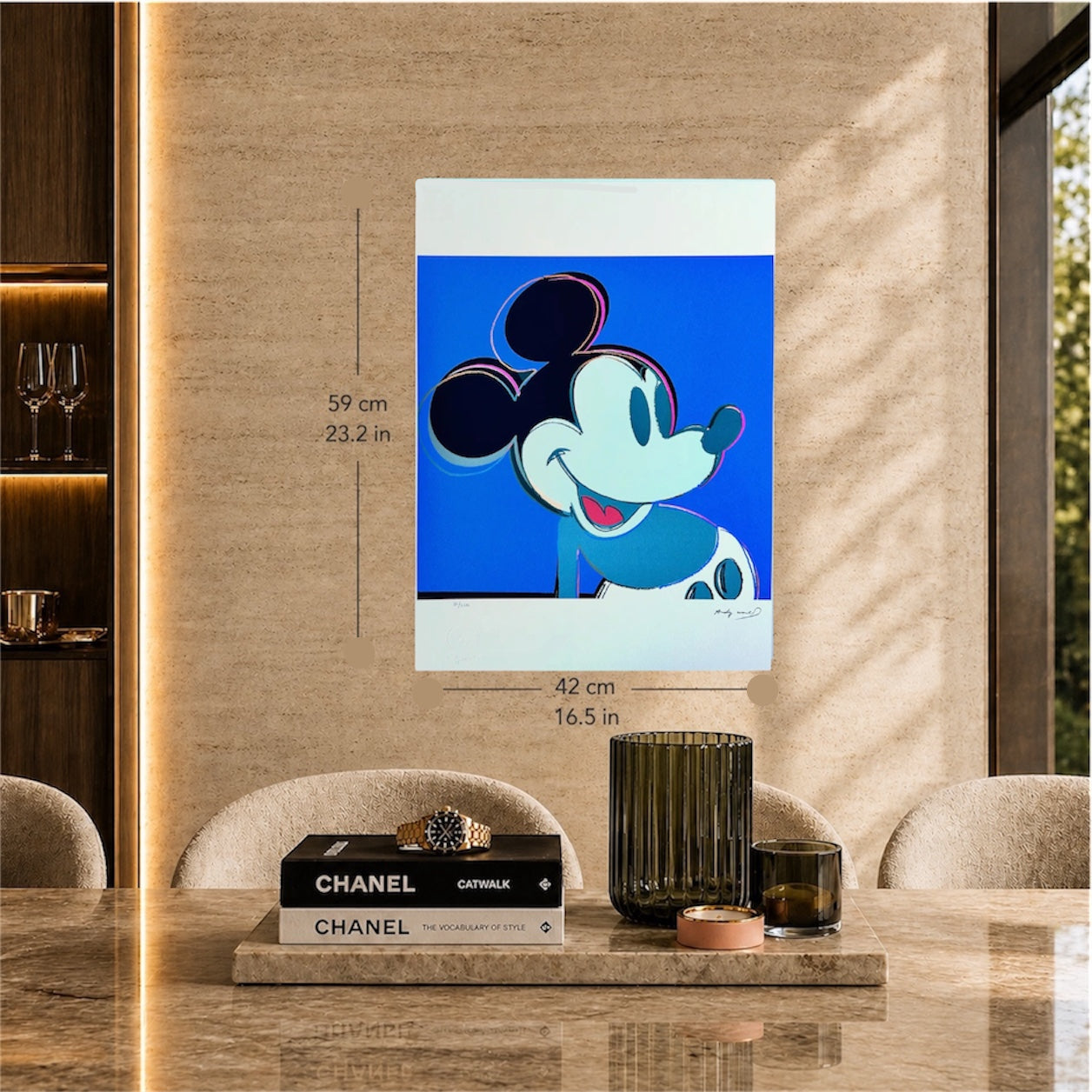 Andy Warhol Mickey Mouse (Blauw) Lithografie Arches 300gsm 42x59 cm