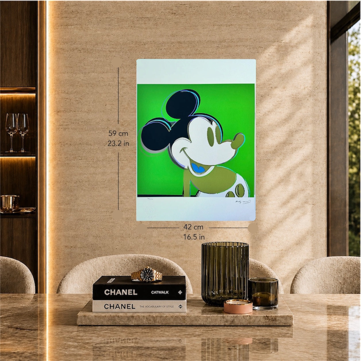 Andy Warhol Mickey Mouse (Groen) Lithografie Arches 300gsm 42x59 cm