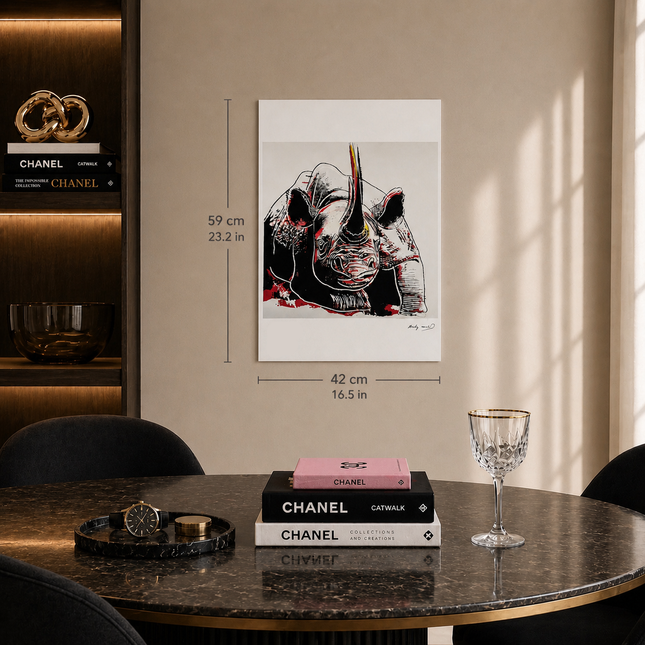 Andy Warhol Neushoorn (Dieren) Lithografie Arches 300gsm 42x59 cm