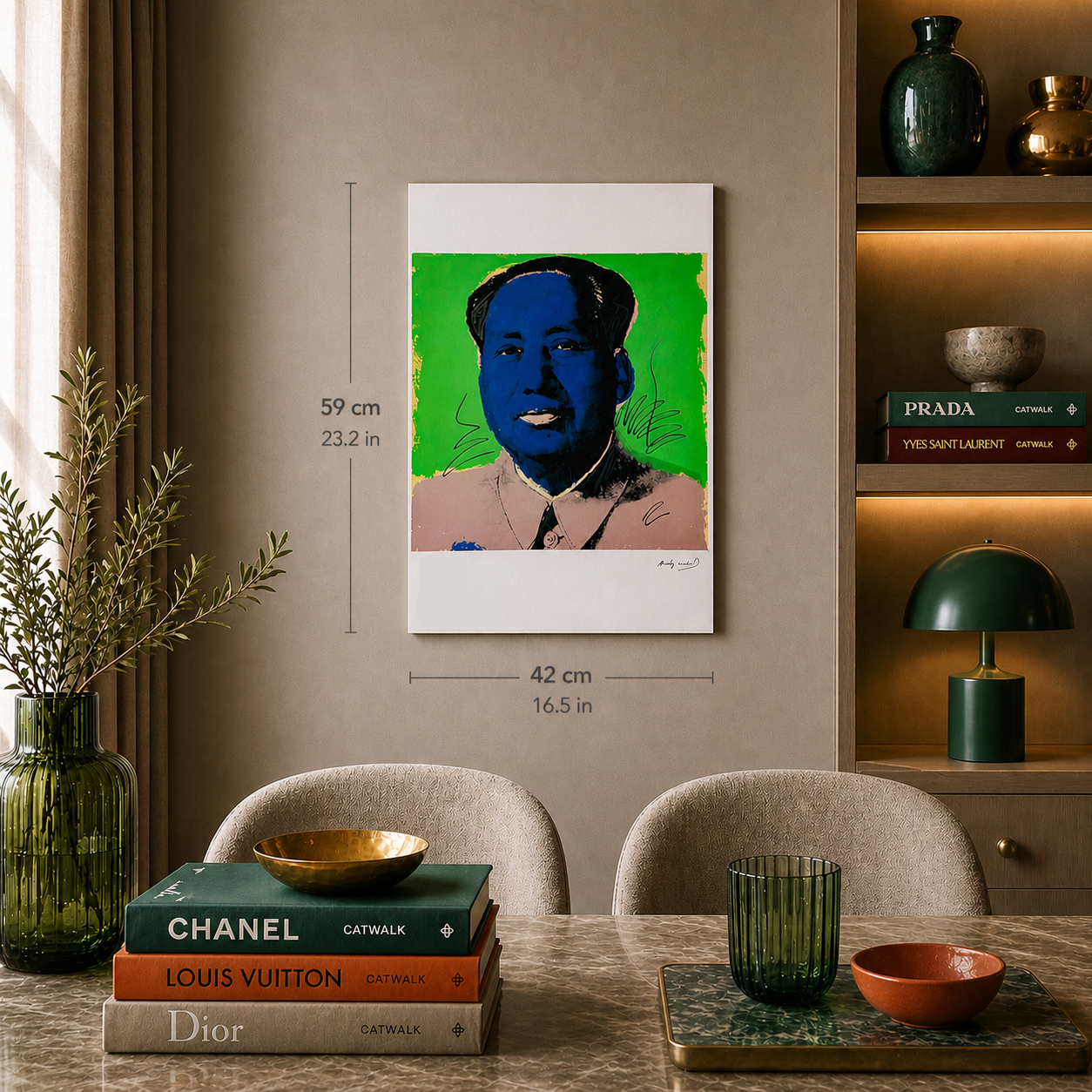 Andy Warhol Mao (Blauw & Groen) Lithografie Arches 300gsm 42x59 cm