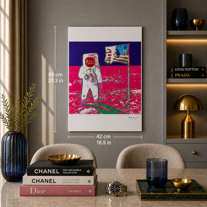 Andy Warhol Moonwalk (Neon Roze & Paars) Lithografie Arches 300gsm 42x59 cm