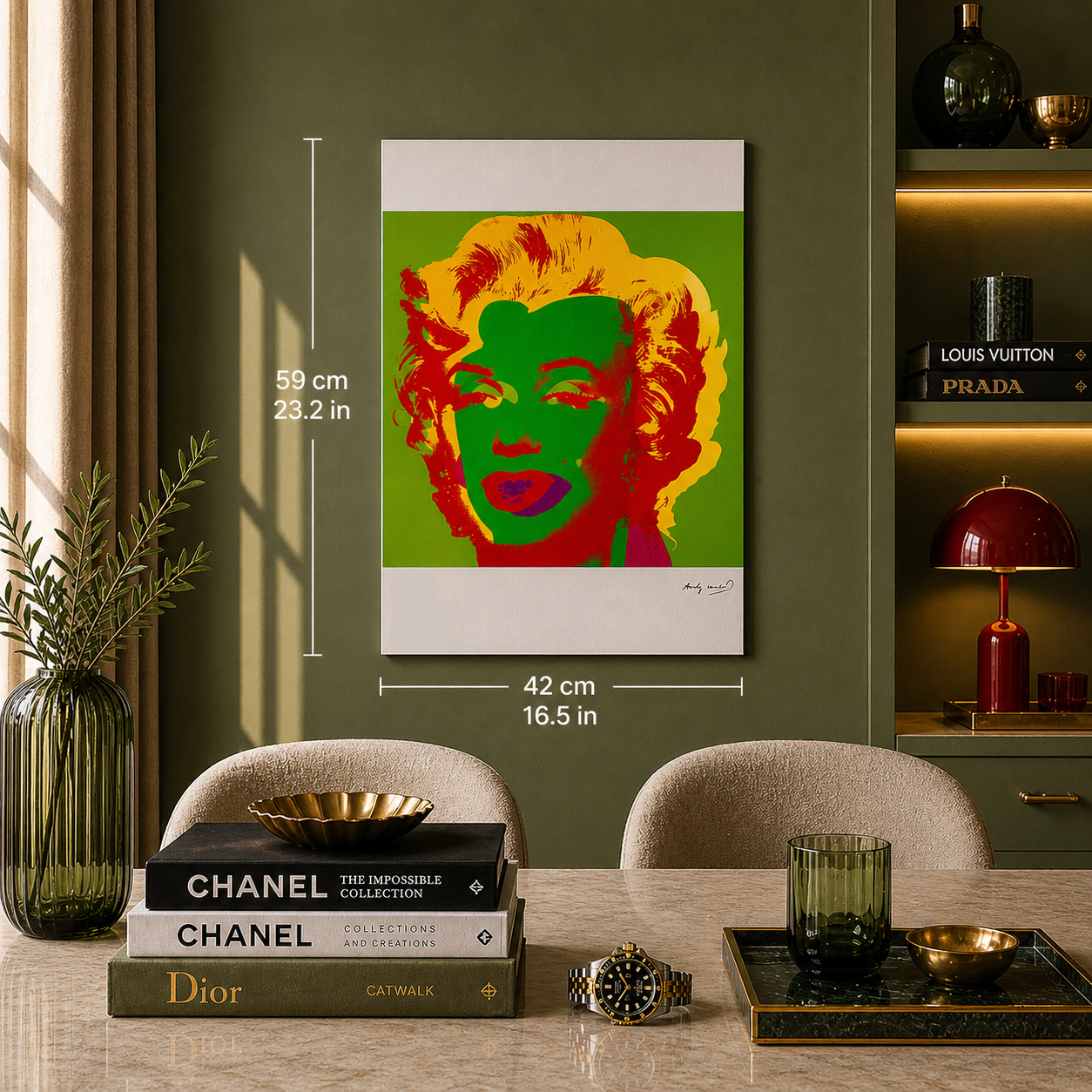 Andy Warhol Marilyn Monroe (Fluogroen & Rood) Lithografie Arches 300gsm 42x59 cm