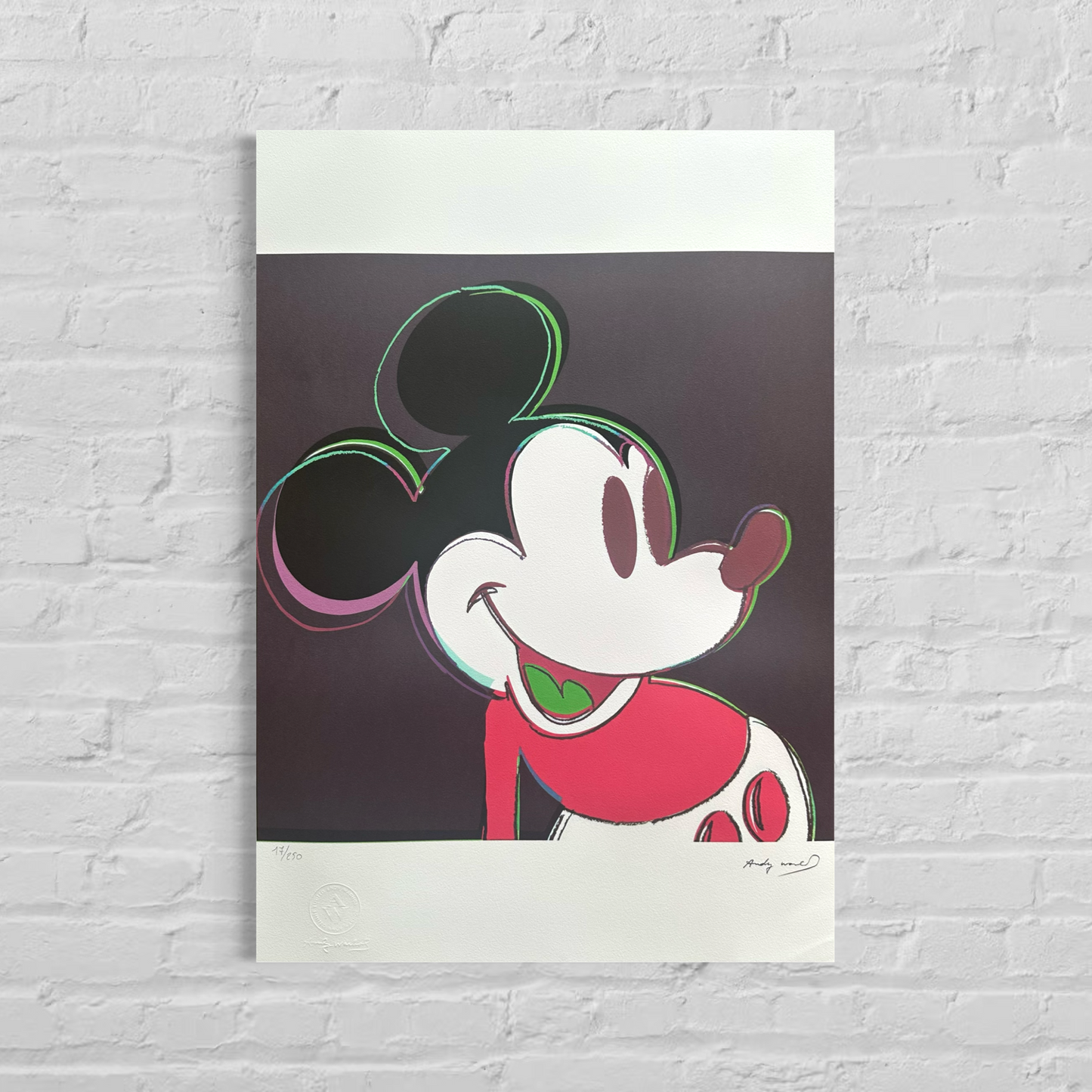 Andy Warhol Mickey Mouse (Zwart-rood) Lithografie Arches 300gsm 42x59 cm