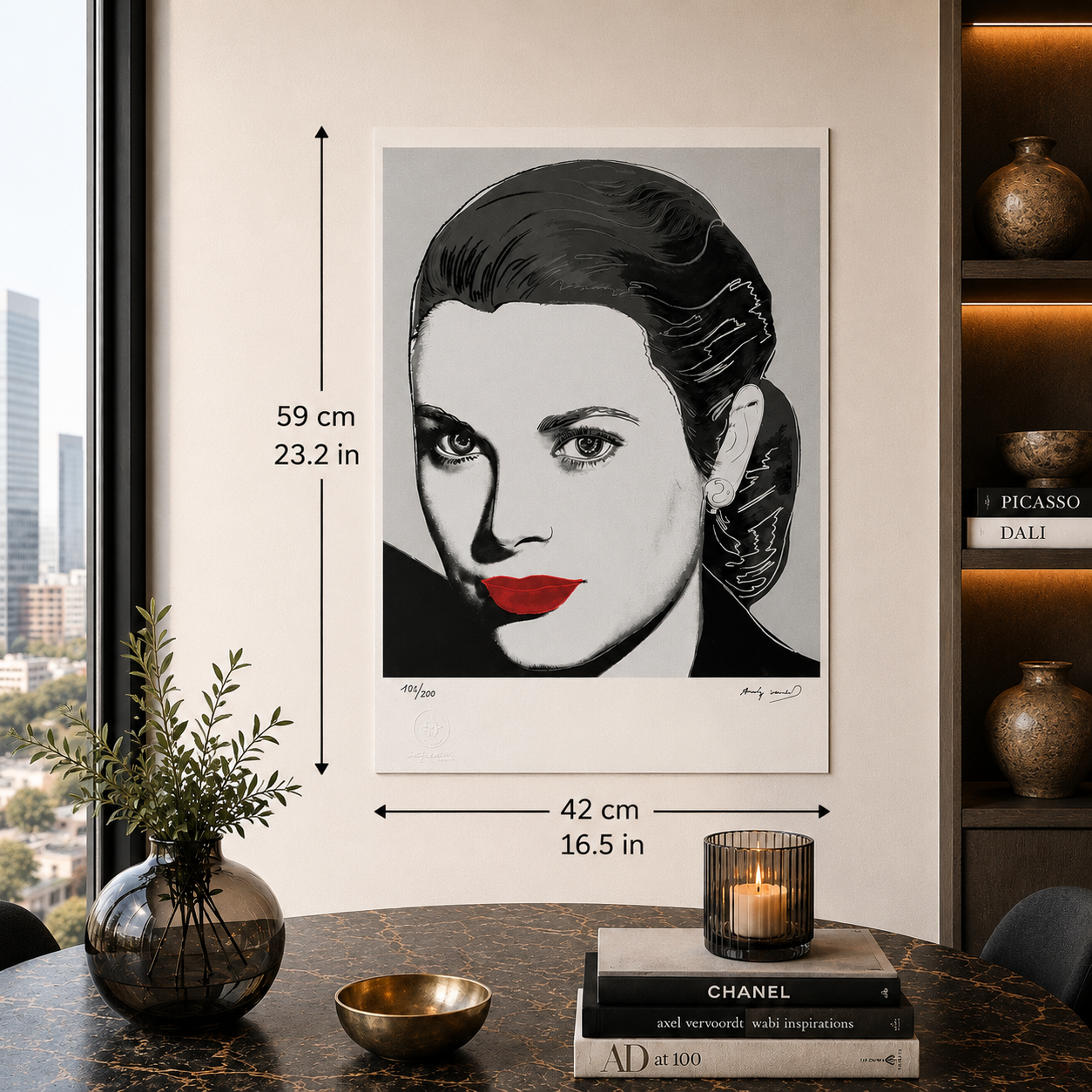Andy Warhol Grace Kelly (Zwart-wit) Lithografie Arches 300gsm 42x59 cm
