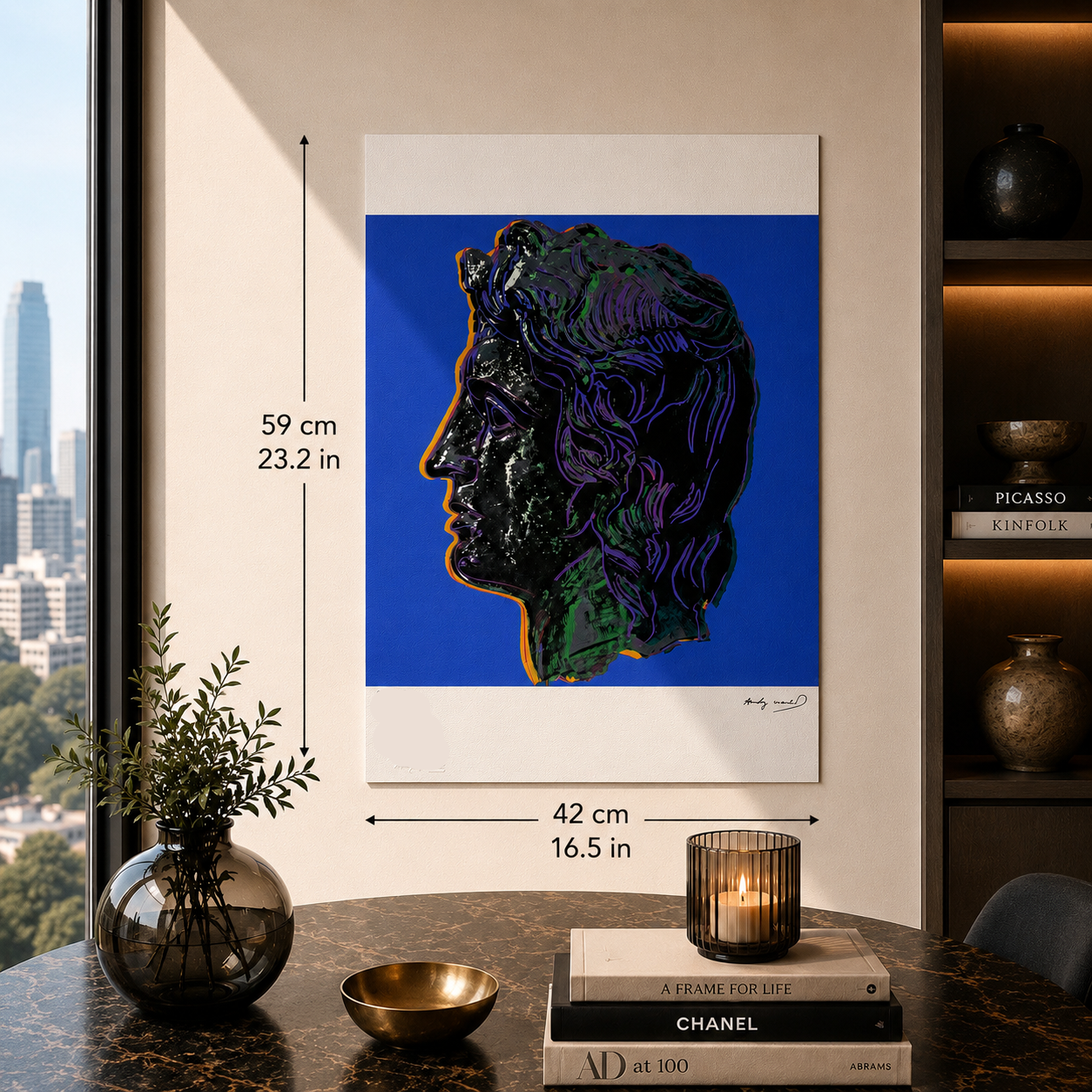 Andy Warhol Alexander de Grote (Blauw) Lithografie Arches 300gsm 42x59 cm