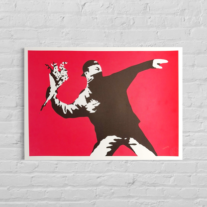 Banksy Love Is in the Air Lithografie Arches 300gsm 42x59 cm