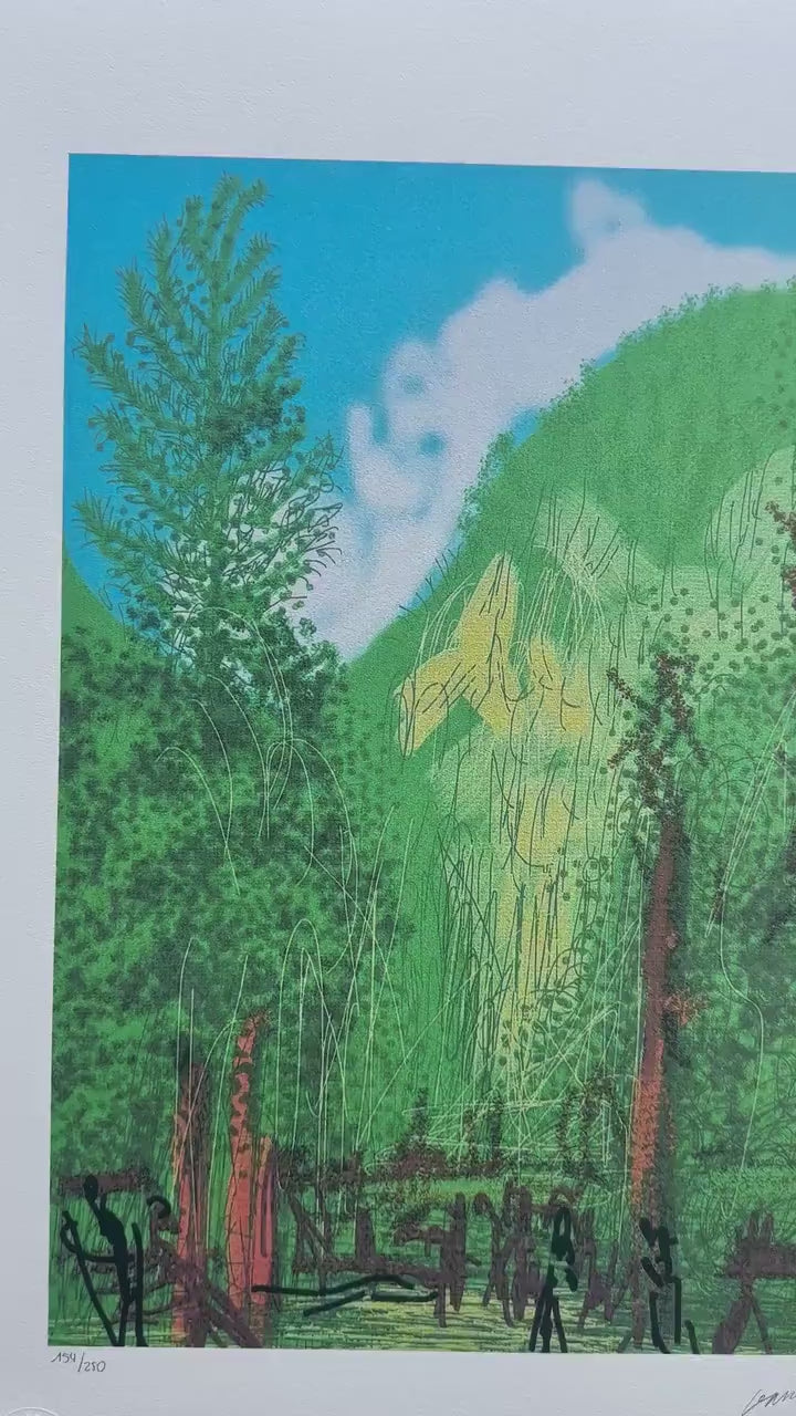 David Hockney Bos met 4 bomen Lithografie Arches 300gsm 42x59 cm