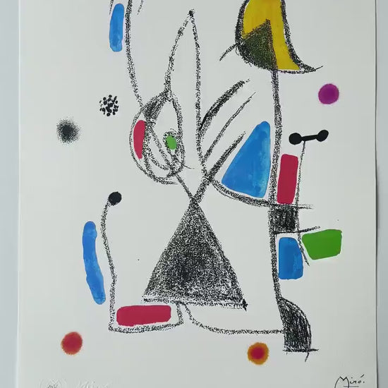 Joan Miró geometrische lijncompositie Lithografie Arches 300gsm 42x59 cm