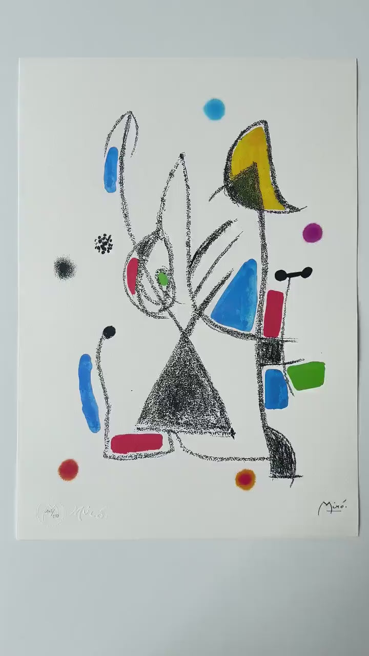 Joan Miró geometrische lijncompositie Lithografie Arches 300gsm 42x59 cm